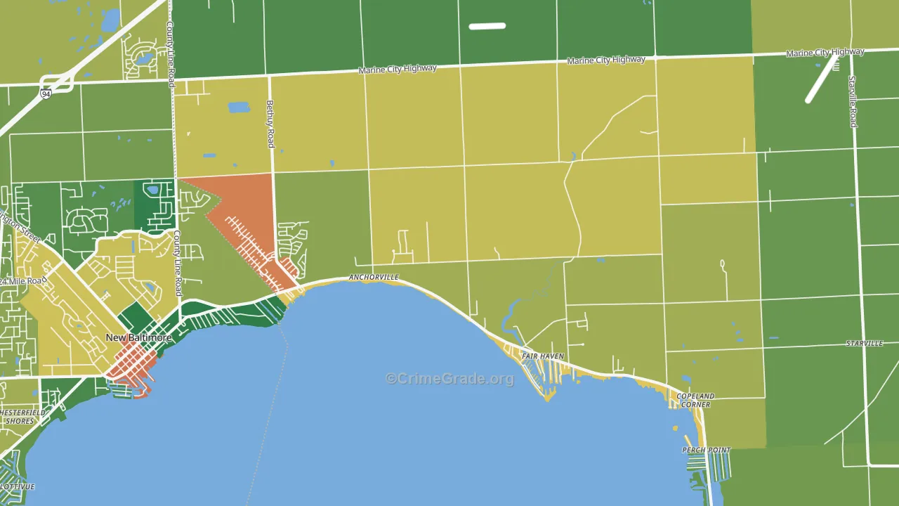 Fair Haven, MI Map of Theft Rates