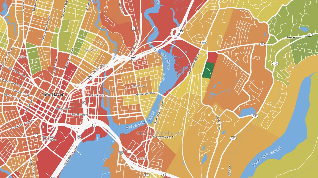 Fair Haven, New Haven, CT Map of Theft Rates
