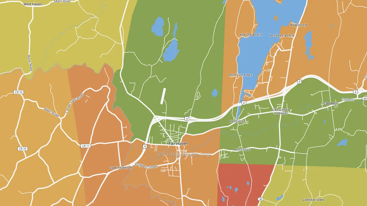 Fair Haven, VT Map of Theft Rates