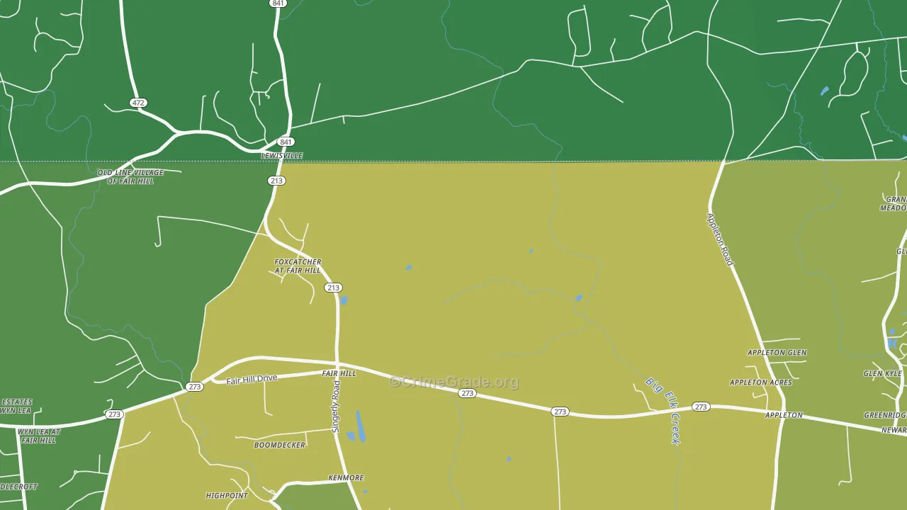 Fair Hill, MD Map of Theft Rates