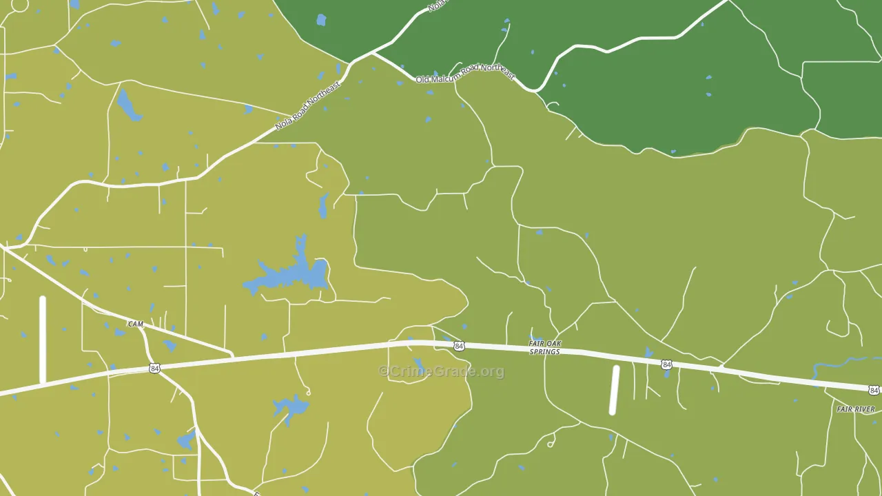 Fair Oak Springs, MS Map of Theft Rates