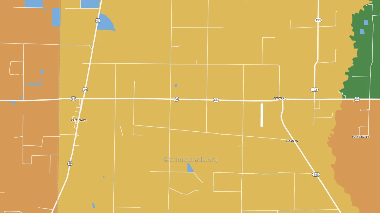 Fair Oaks, AR Map of Theft Rates