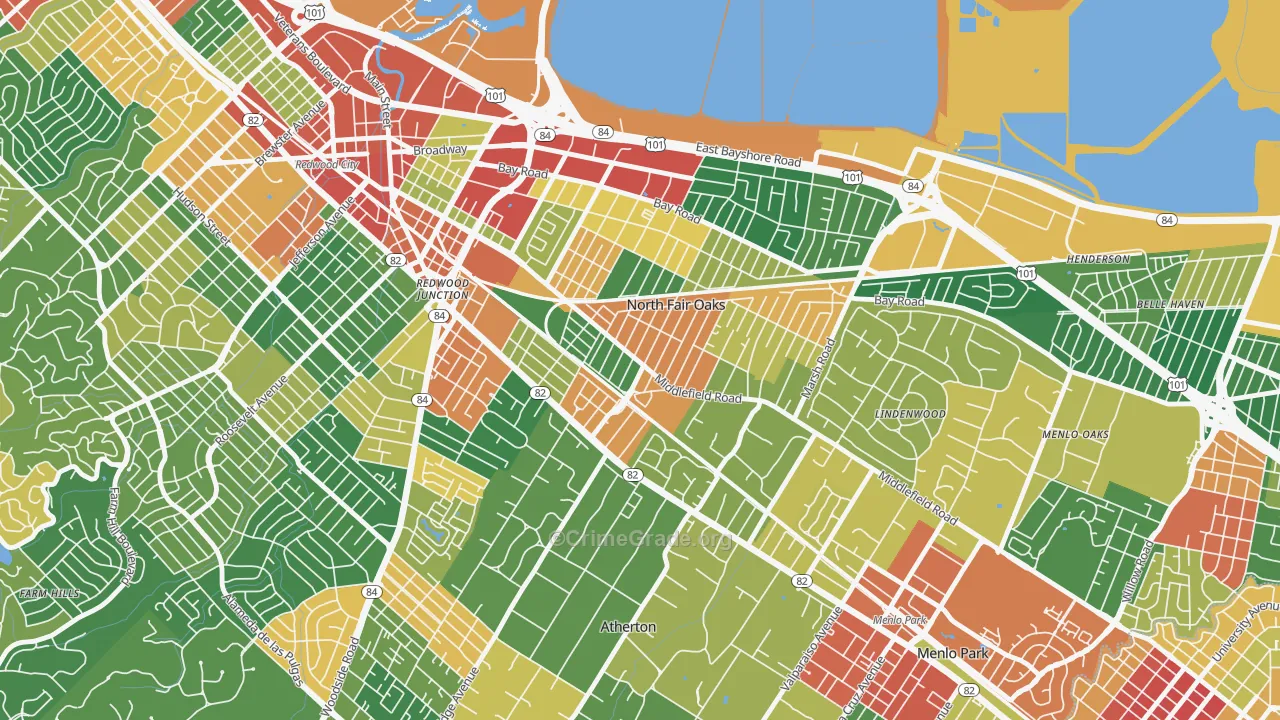 Fair Oaks, North Fair Oaks, CA Map of Theft Rates