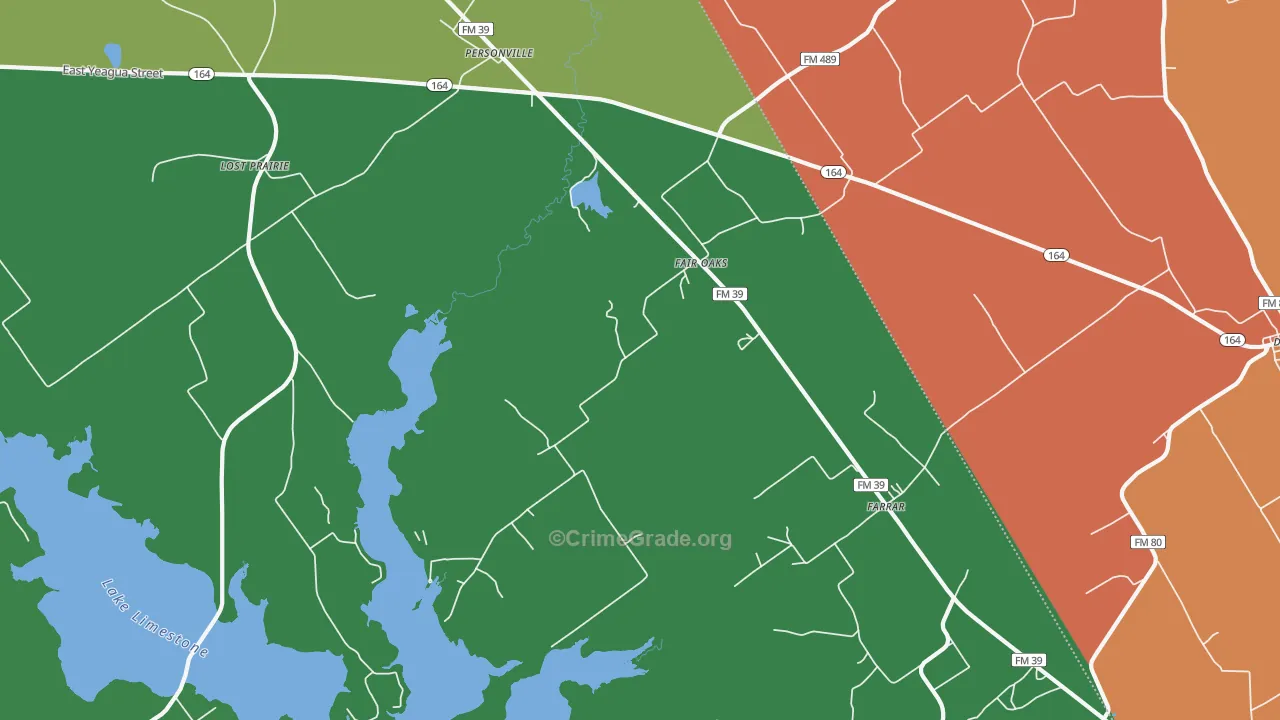 Fair Oaks, TX Map of Theft Rates