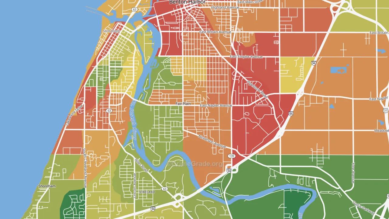 Fair Plain, MI Map of Theft Rates