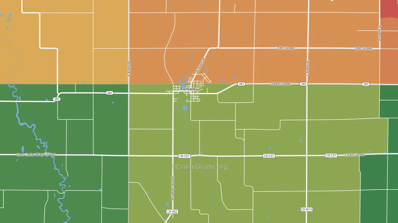 Fairbank, IA Map of Theft Rates