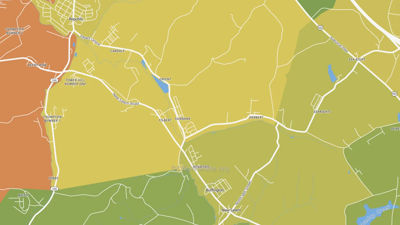 Fairbank, PA Map of Theft Rates
