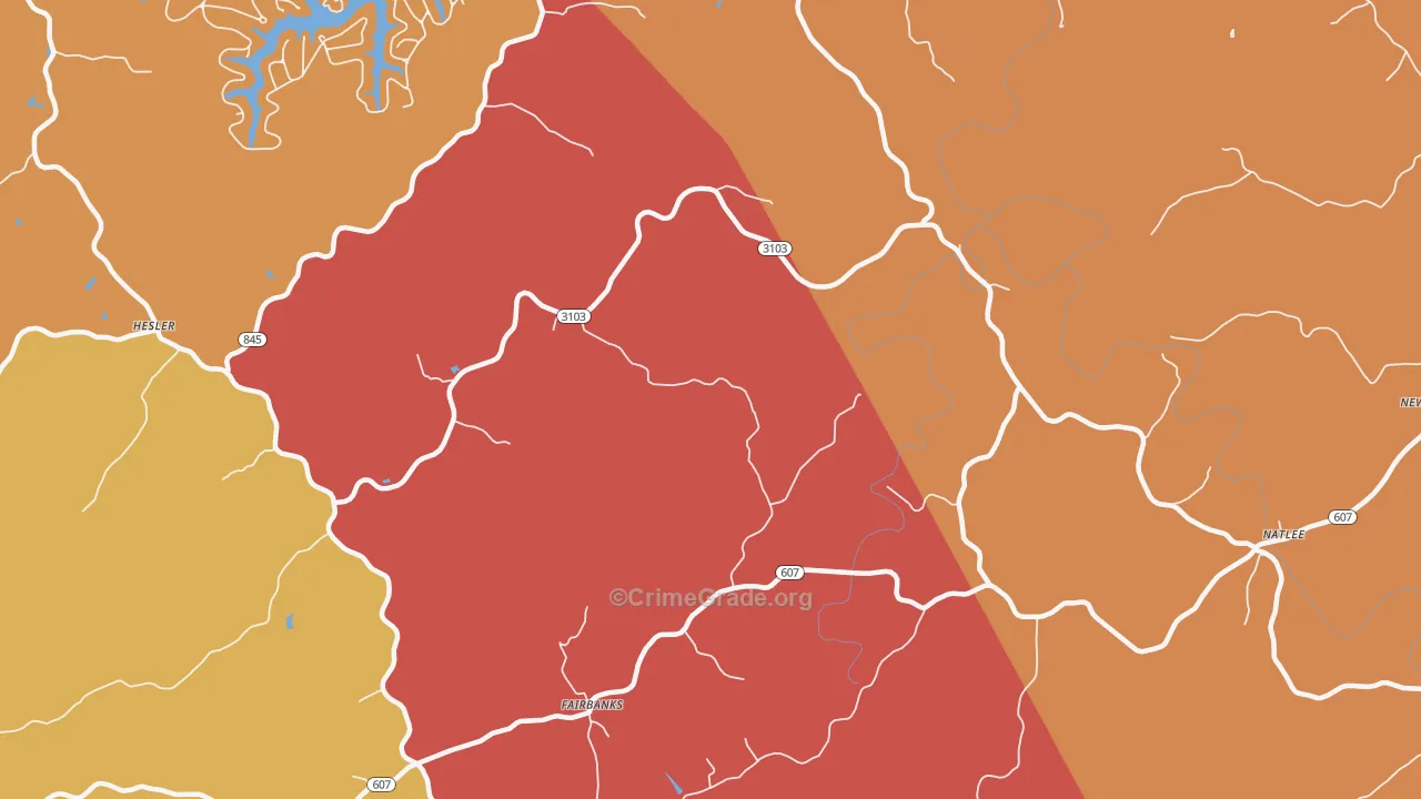 Fairbanks, KY Map of Theft Rates