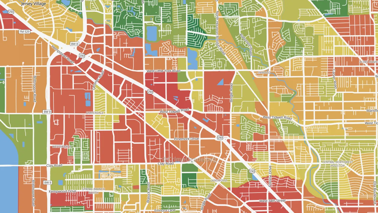 Fairbanks-Northwest Crossing, Houston, TX Map of Theft Rates
