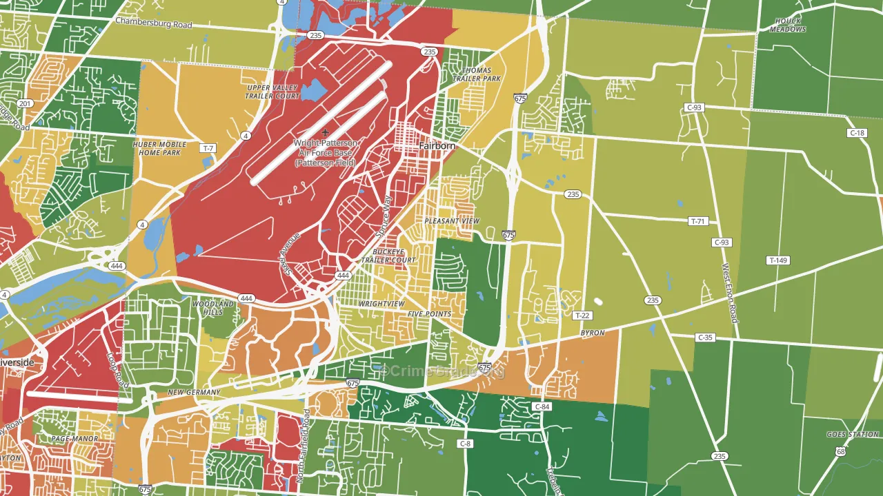Fairborn, OH Map of Theft Rates