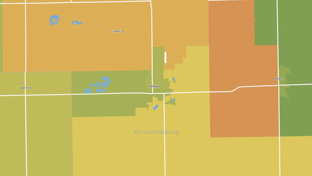 Fairbury, IL Map of Theft Rates