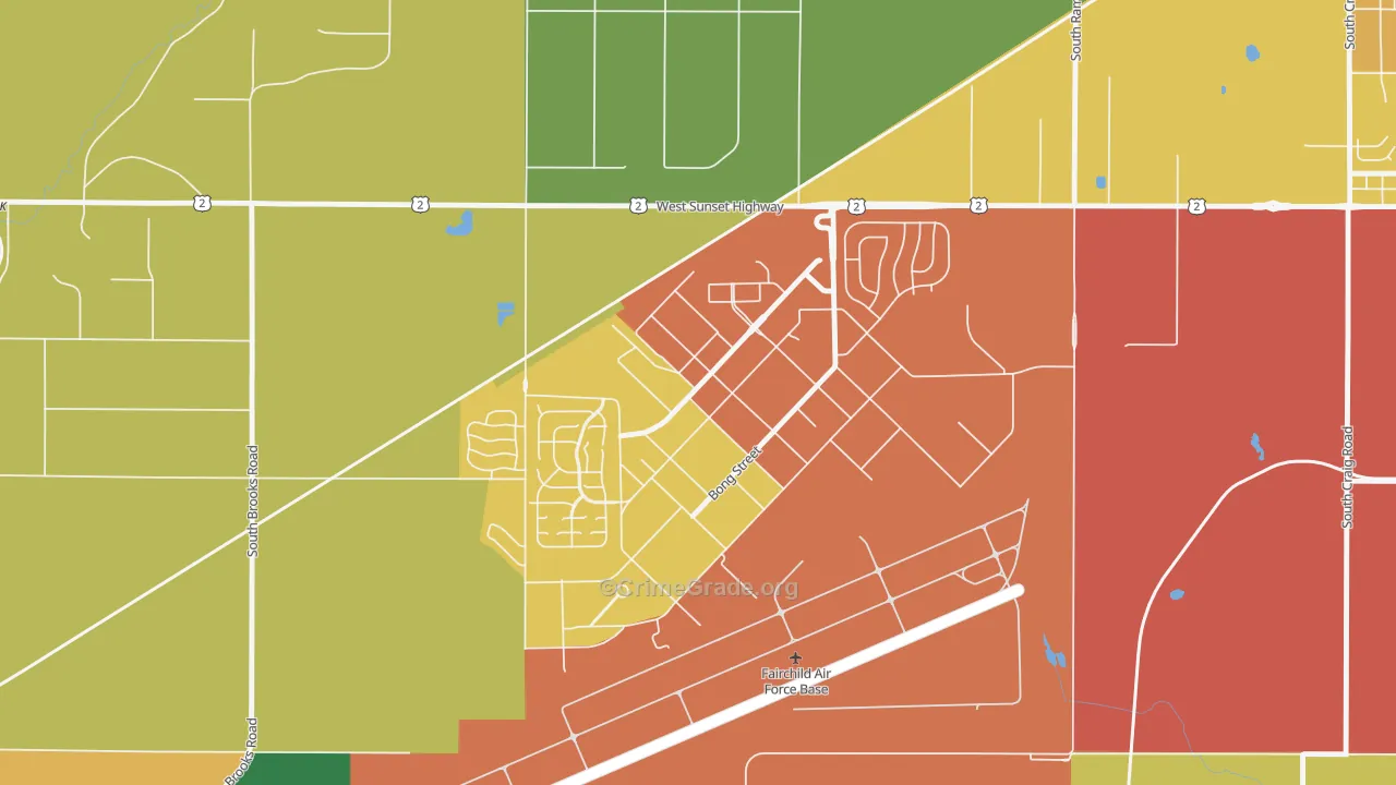 Fairchild AFB, WA Map of Theft Rates
