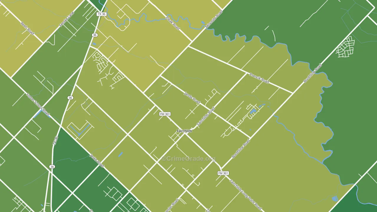 Fairchilds, TX Map of Theft Rates