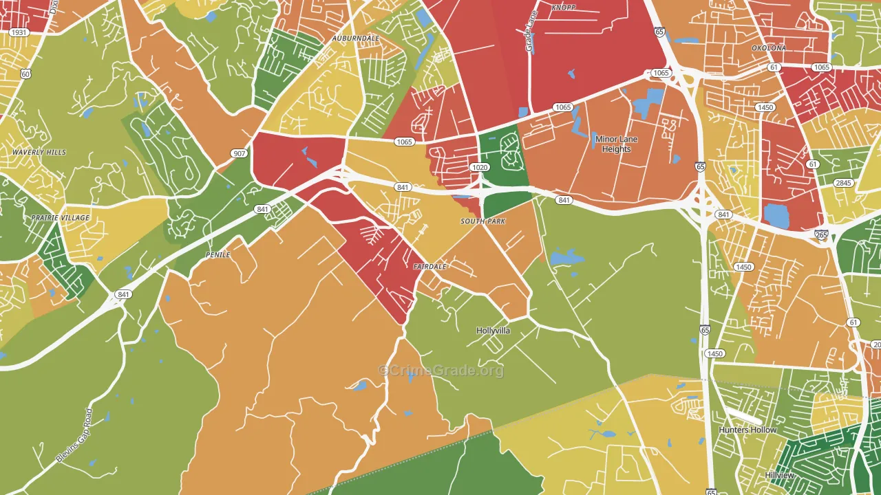 Fairdale, KY Map of Theft Rates