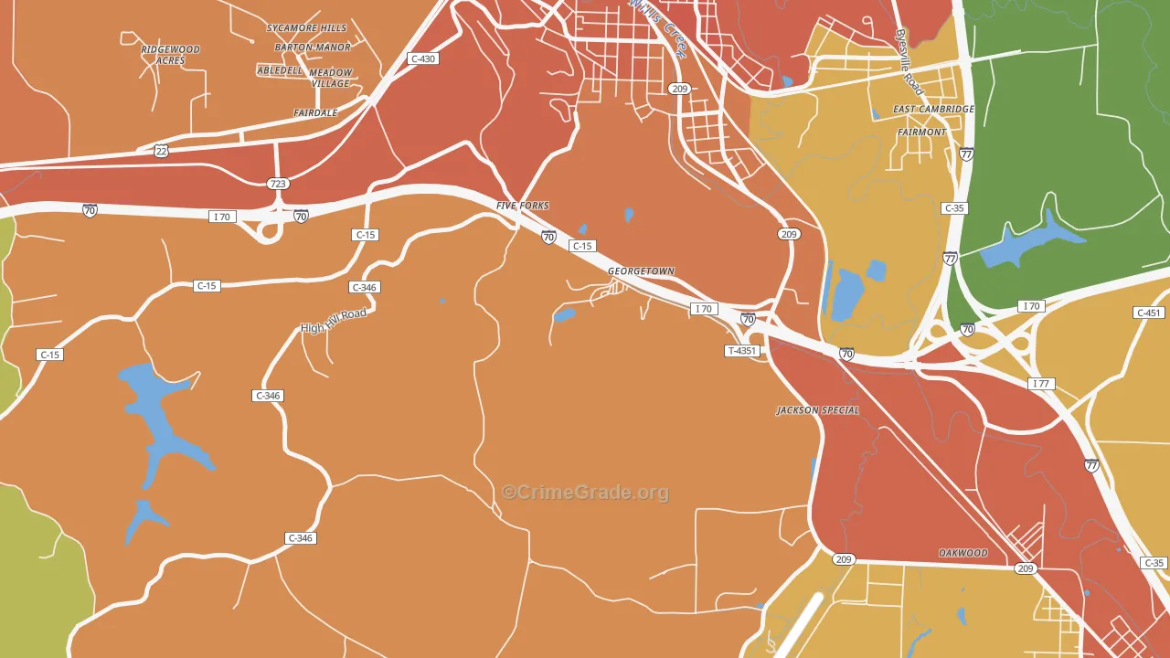 Fairdale, OH Map of Theft Rates