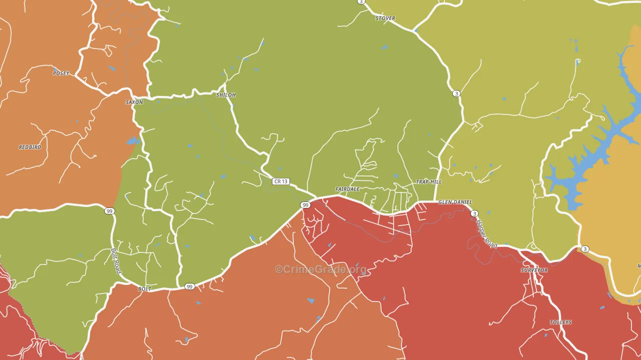 Fairdale, WV Map of Theft Rates