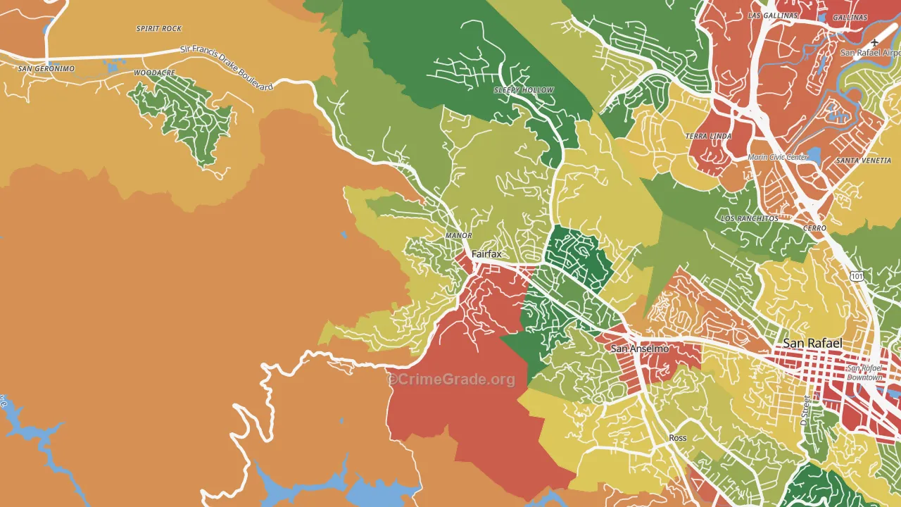 Fairfax, CA Map of Theft Rates