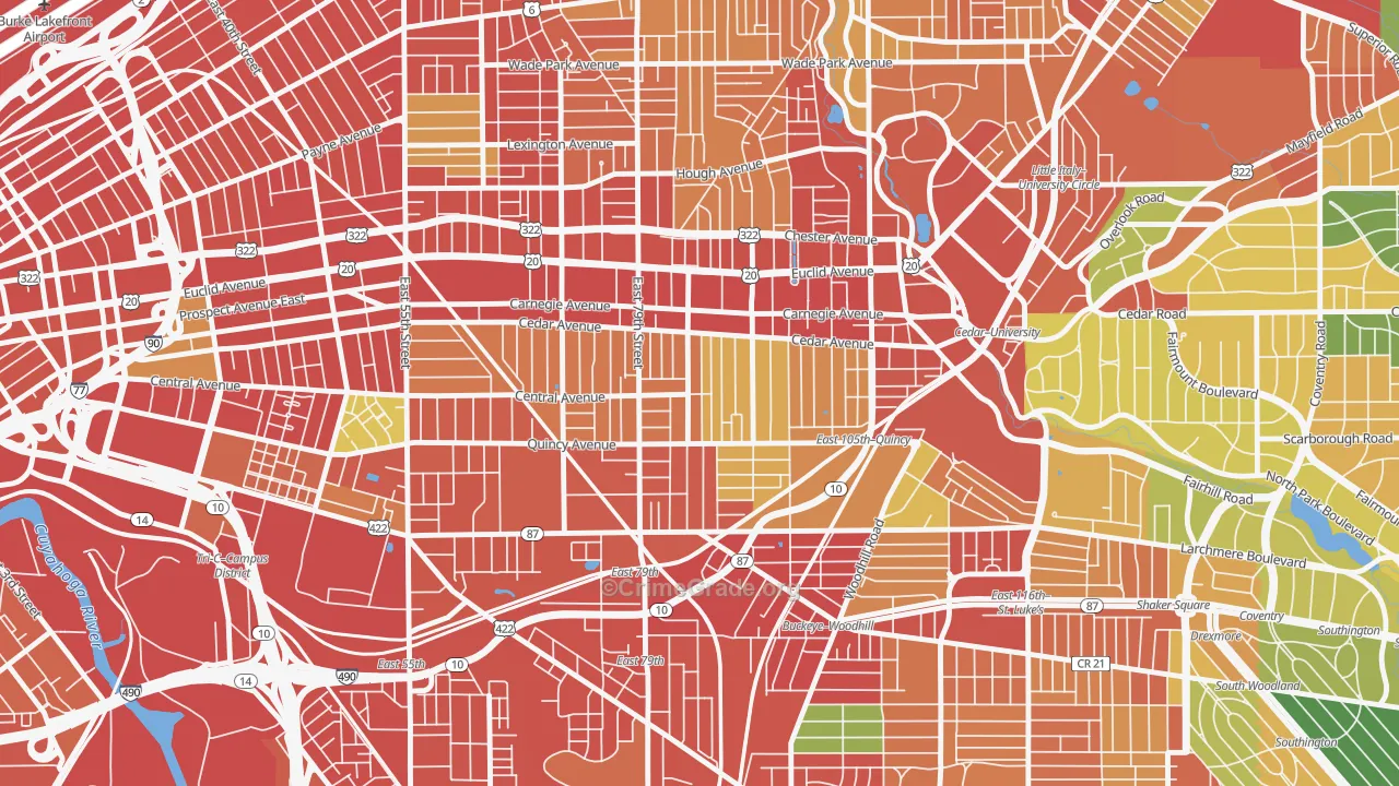 Fairfax, Cleveland, OH Map of Theft Rates