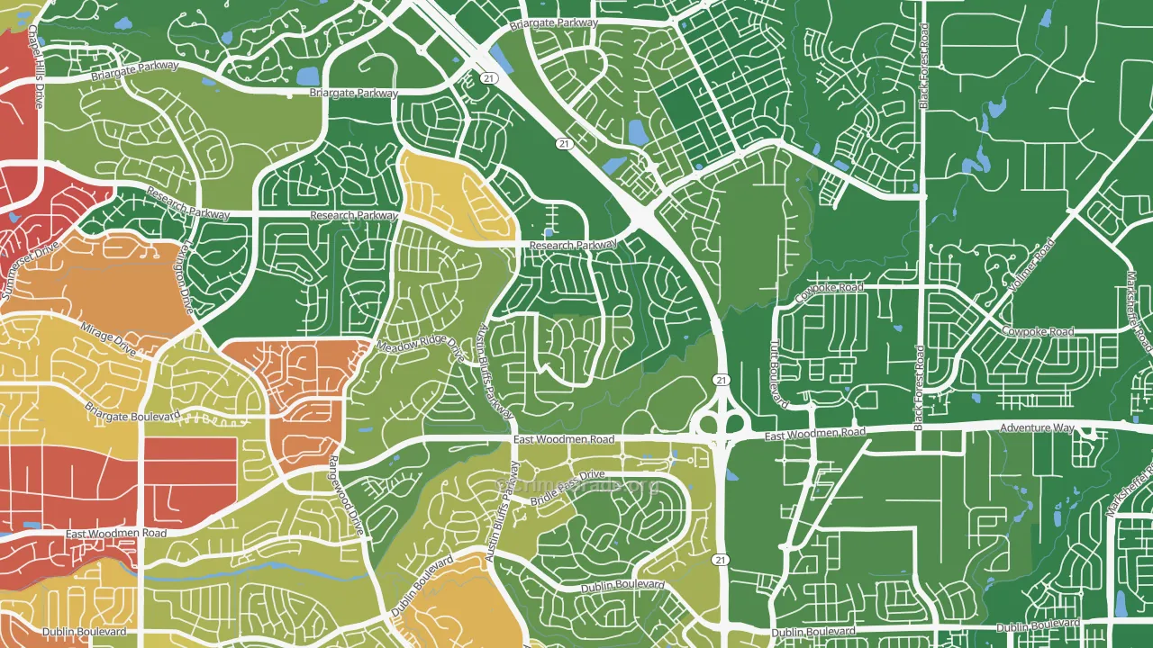 Fairfax, Colorado Springs, CO Map of Theft Rates