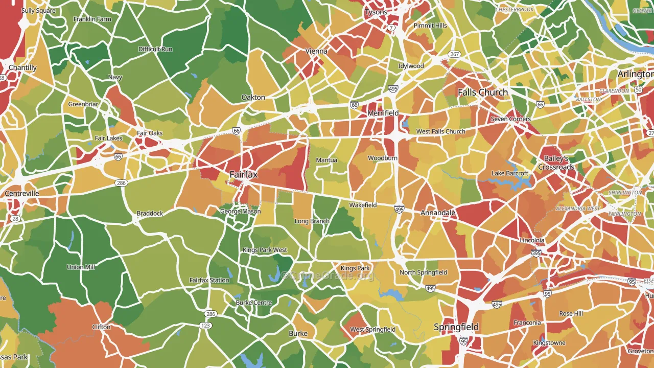 Fairfax County, VA Map of Theft Rates