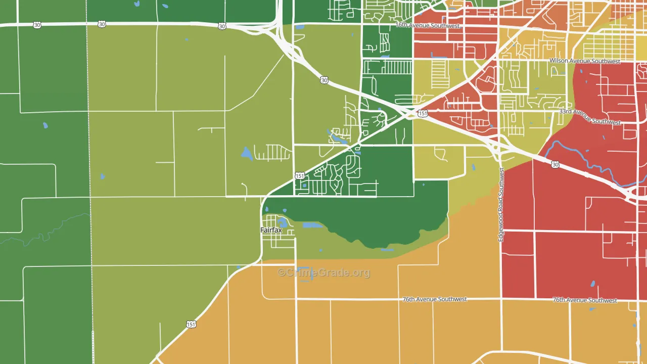 Fairfax, IA Map of Theft Rates