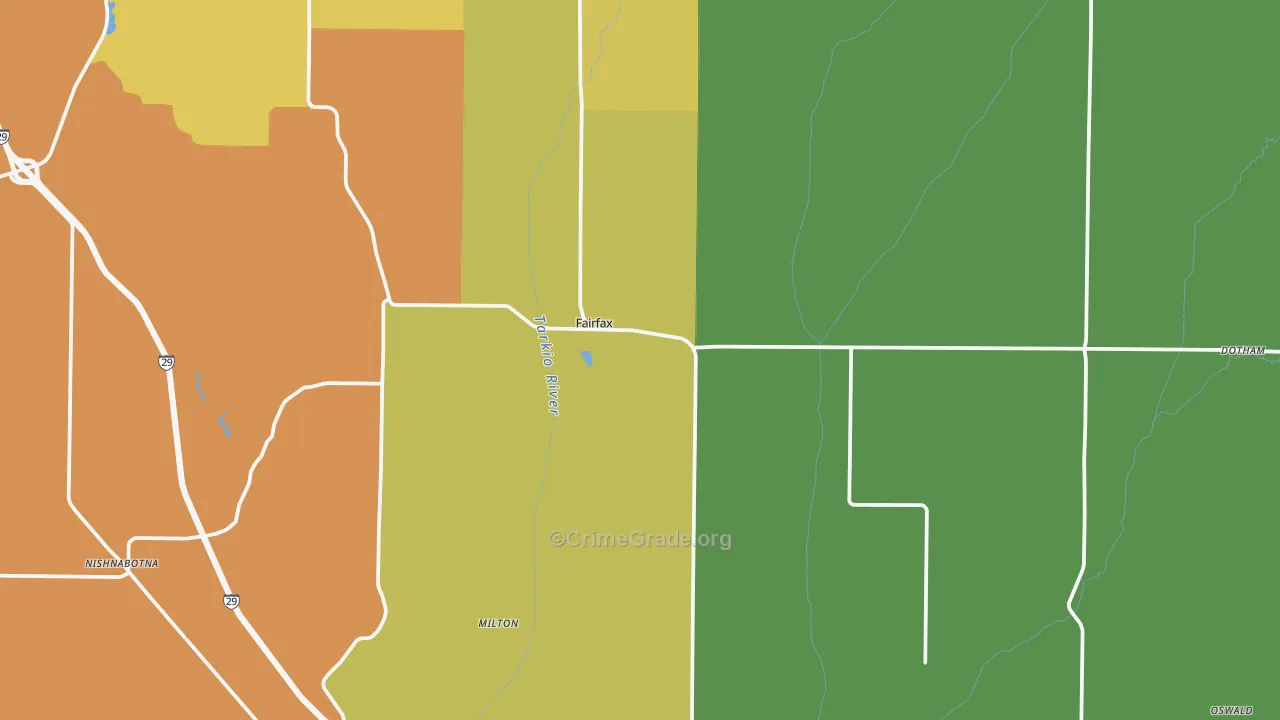 Fairfax, MO Map of Theft Rates