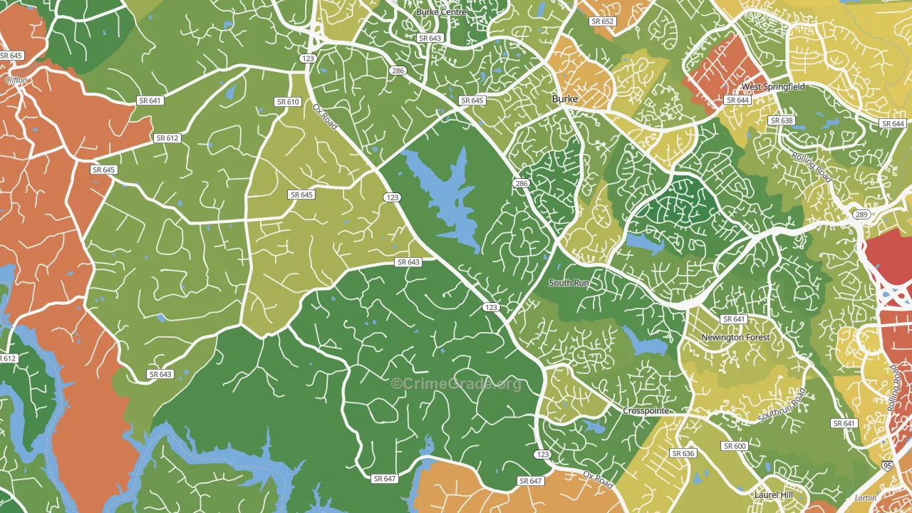 Fairfax Station, VA Map of Theft Rates