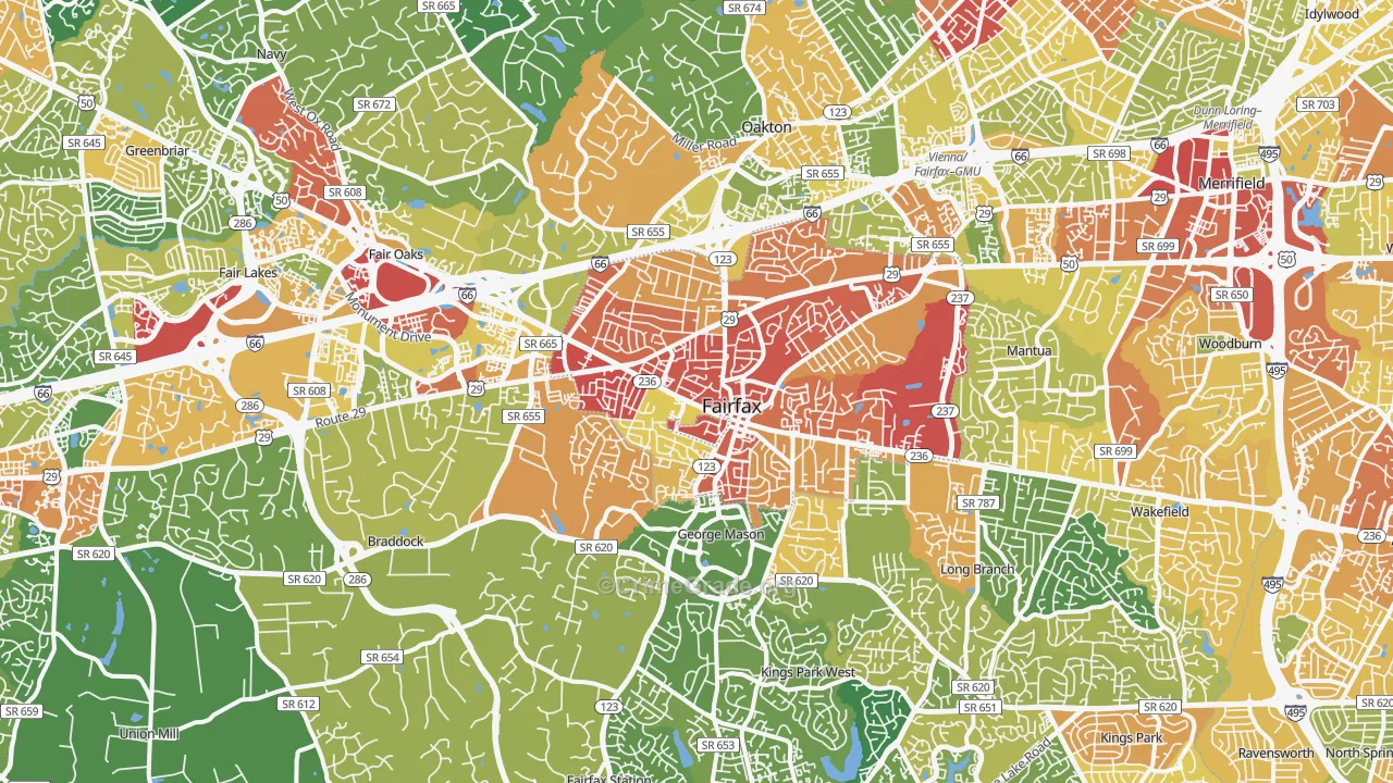 Fairfax, VA Map of Theft Rates