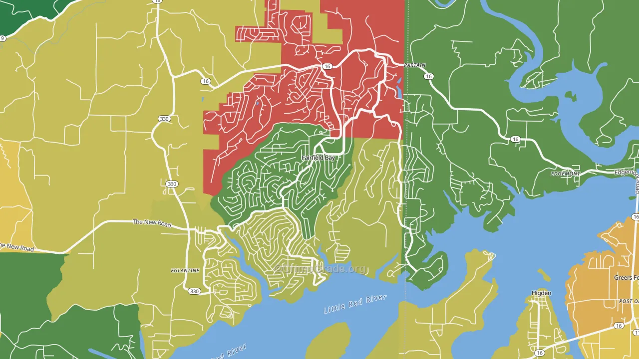 Fairfield Bay, AR Map of Theft Rates