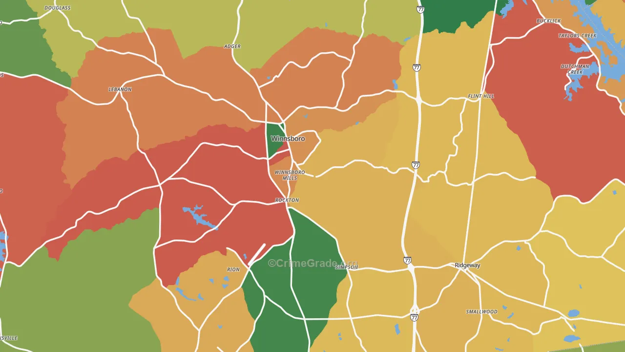 Fairfield County, SC Map of Theft Rates