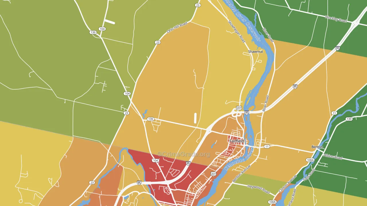 Fairfield, ME Map of Theft Rates