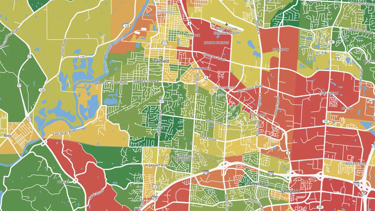 Fairfield, OH Map of Theft Rates