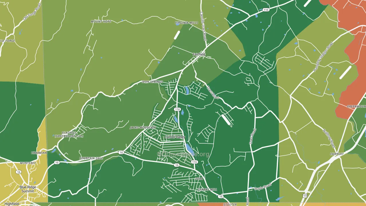 Fairfield, PA Map of Theft Rates