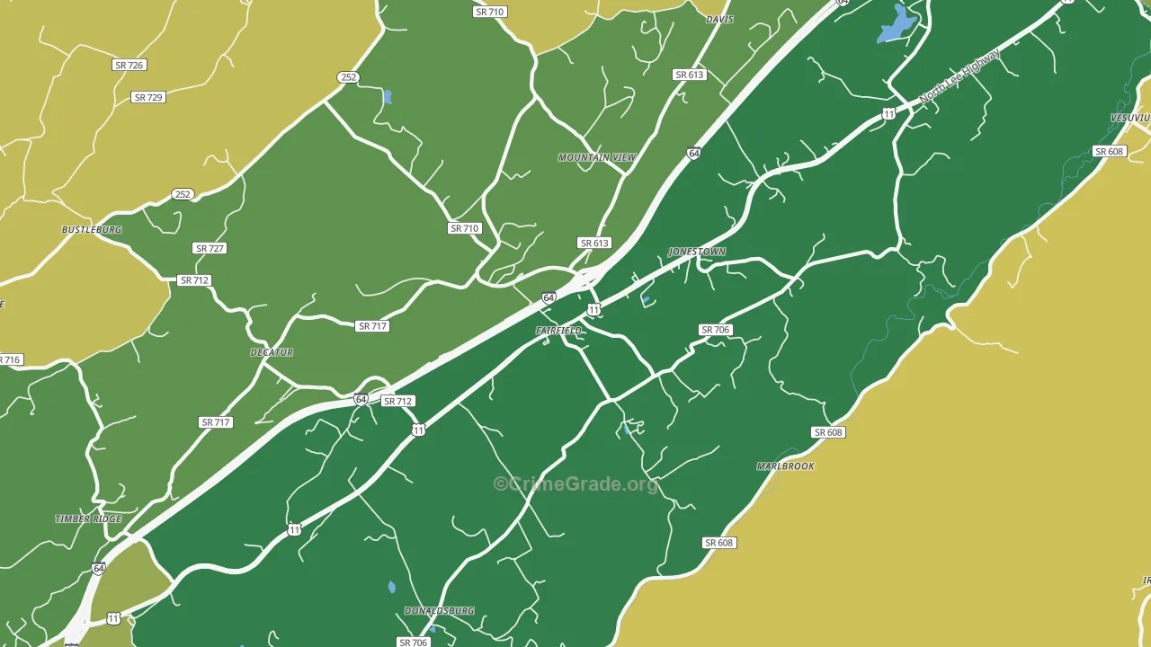 Fairfield, VA Map of Theft Rates