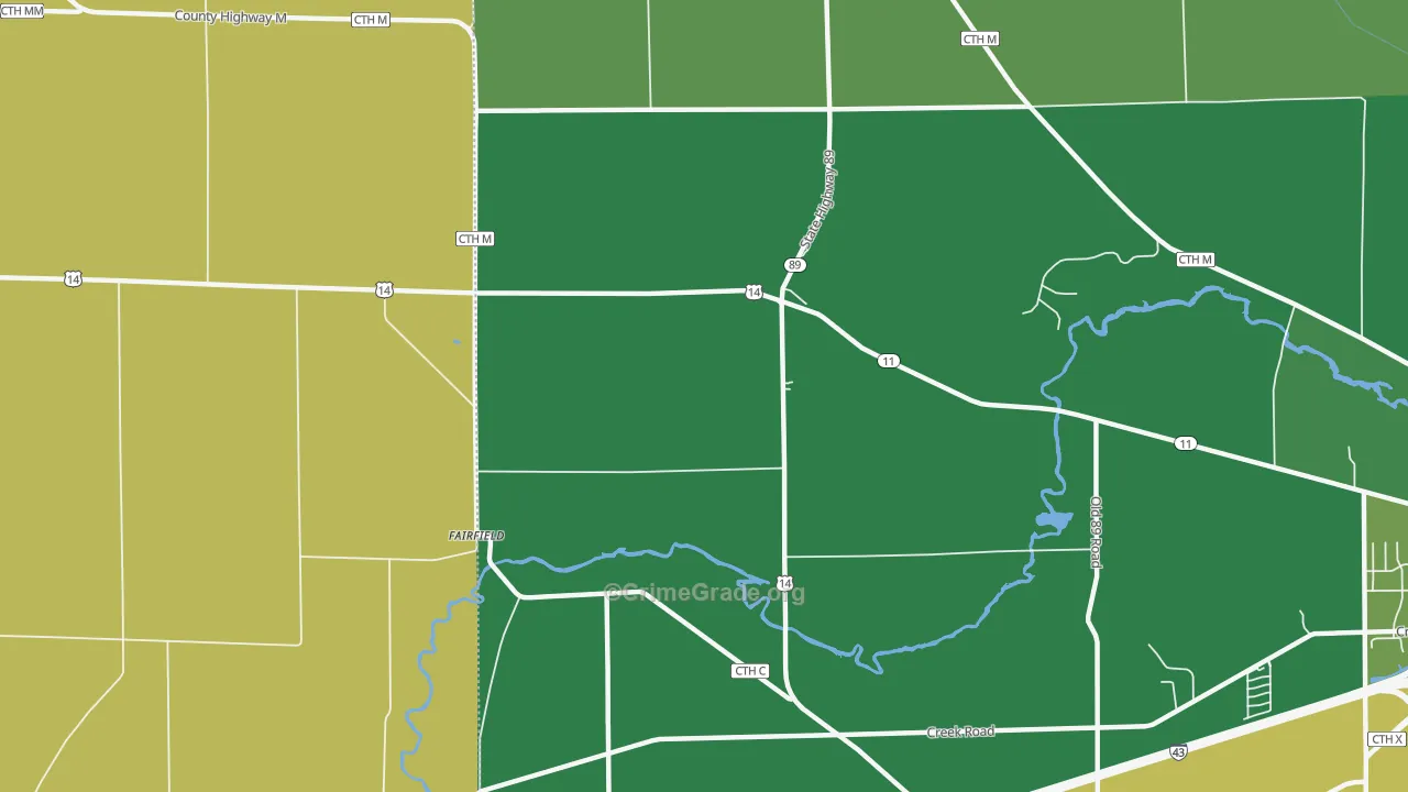 Fairfield, WI Map of Theft Rates