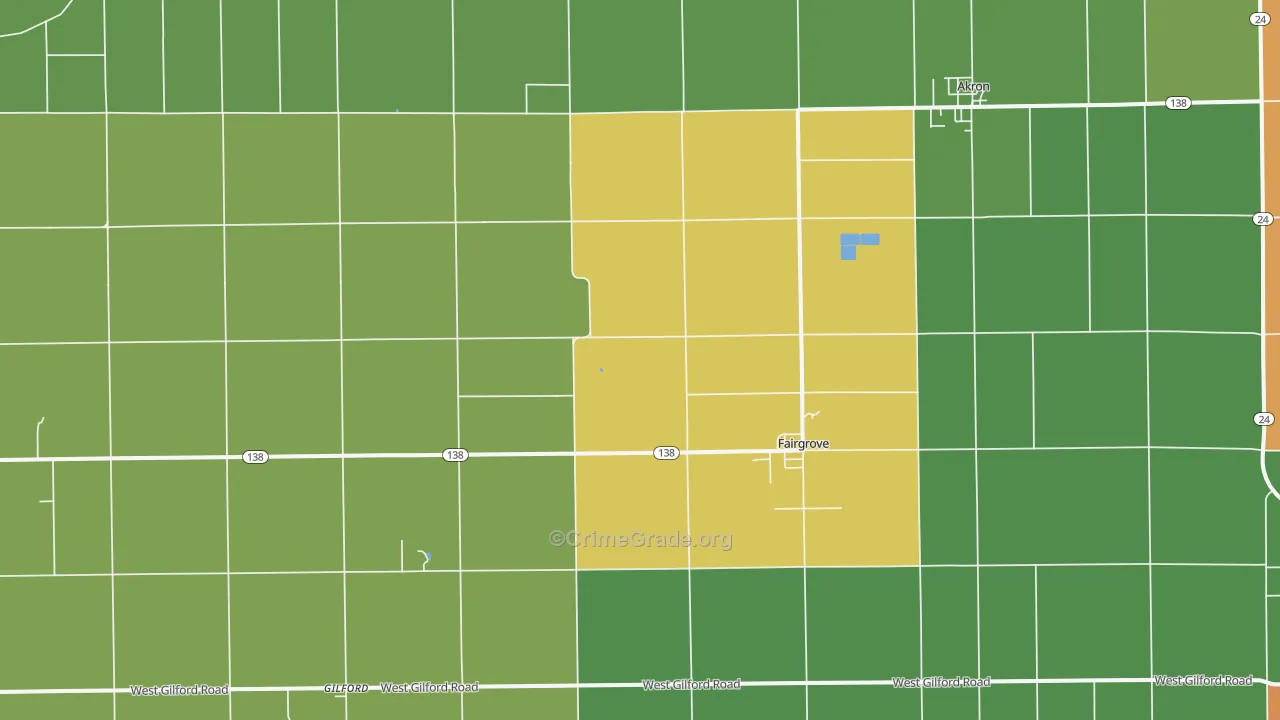 Fairgrove, MI Map of Theft Rates