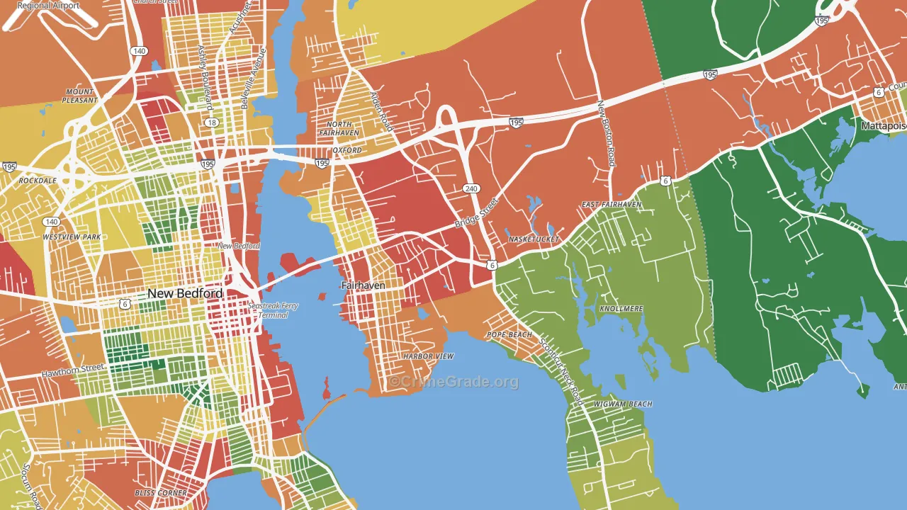 Fairhaven, MA Map of Theft Rates