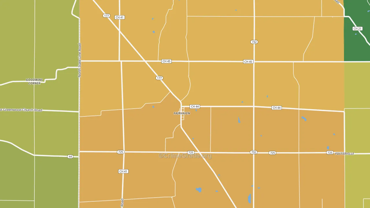 Fairhaven, OH Map of Theft Rates