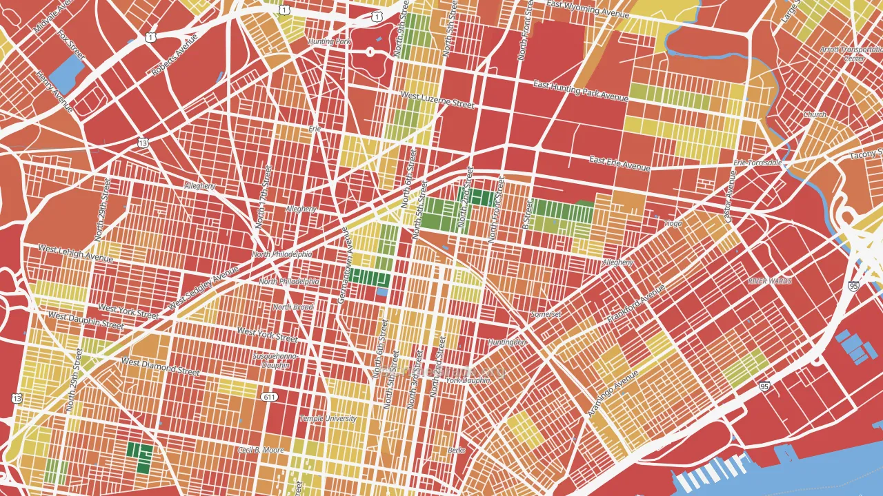 Fairhill, Philadelphia, PA Map of Theft Rates