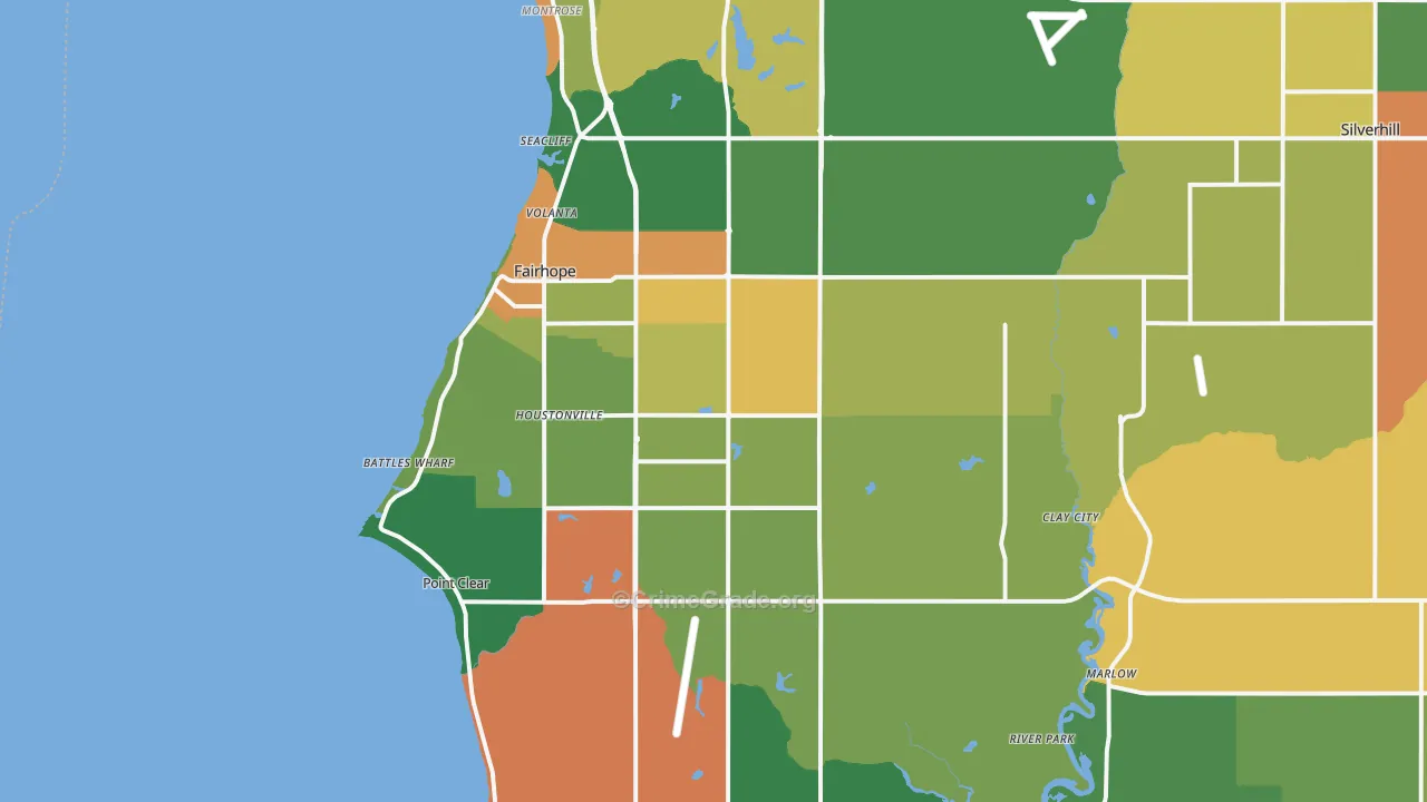 Fairhope, AL Map of Theft Rates