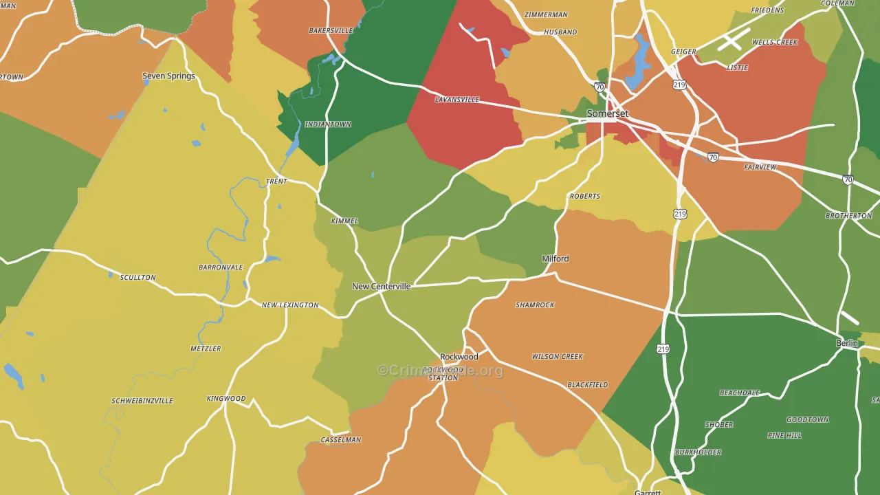 Fairhope, PA Map of Theft Rates