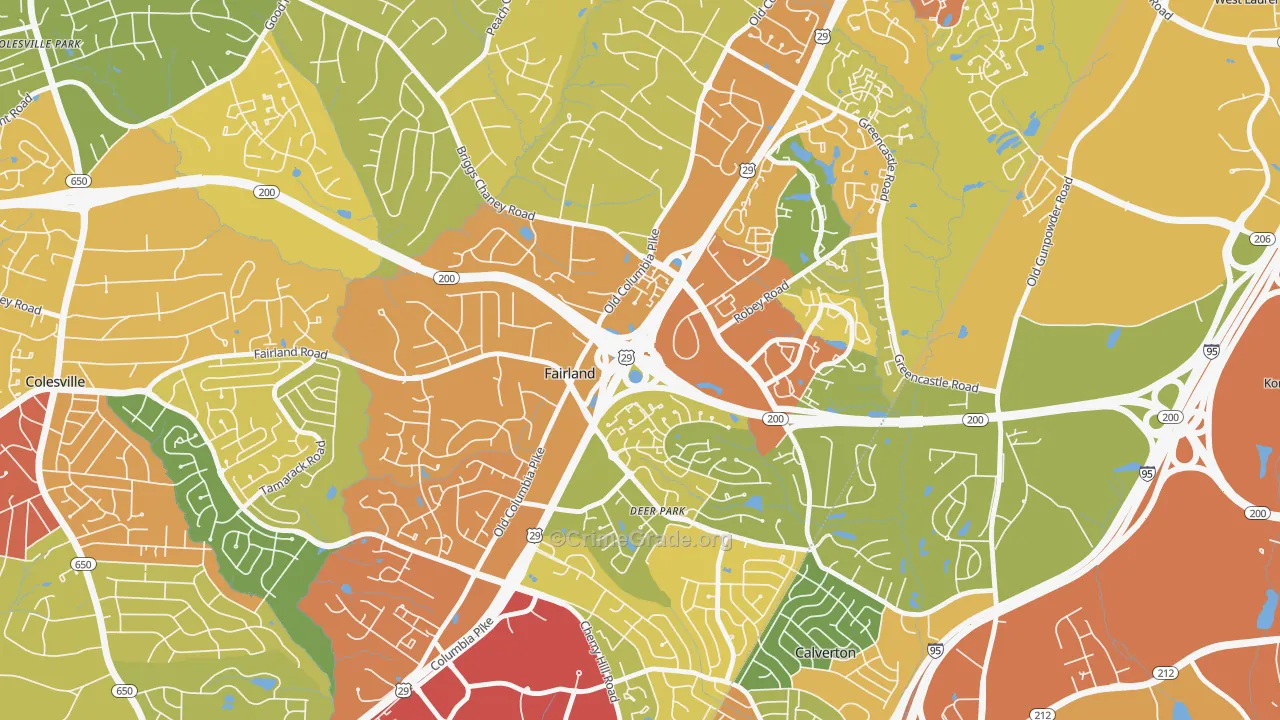 Fairland, MD Map of Theft Rates