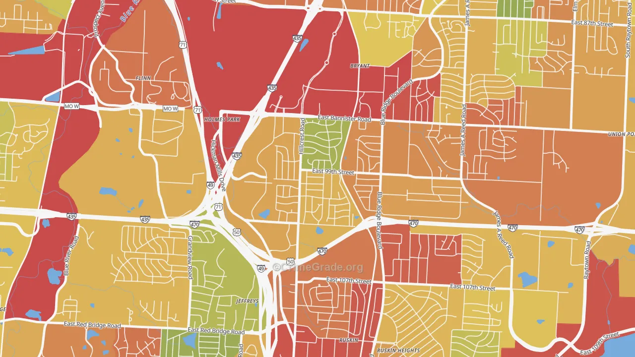 Fairlane, Kansas City, MO Map of Theft Rates