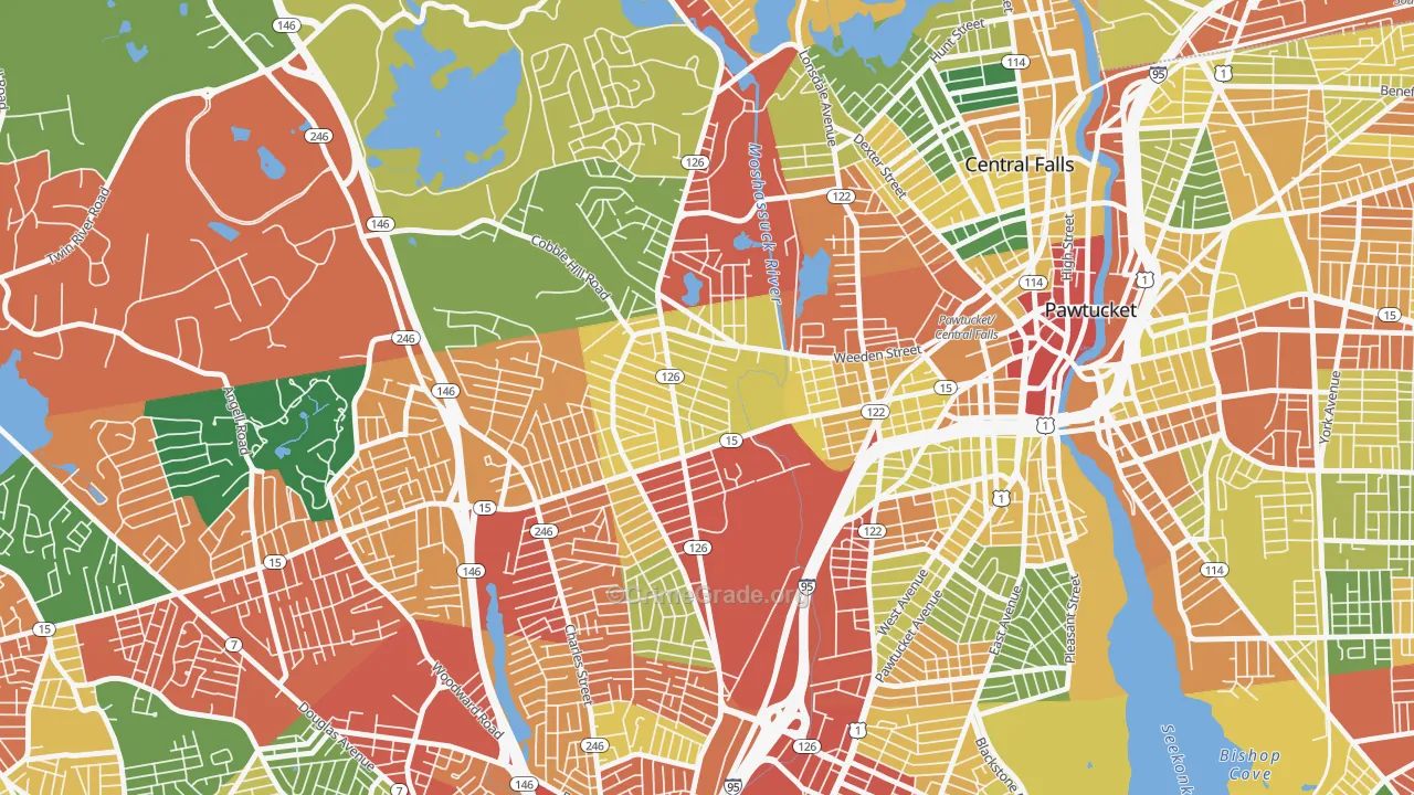Fairlawn, Pawtucket, RI Map of Theft Rates