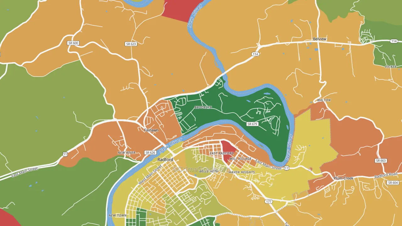 Fairlawn, VA Map of Theft Rates