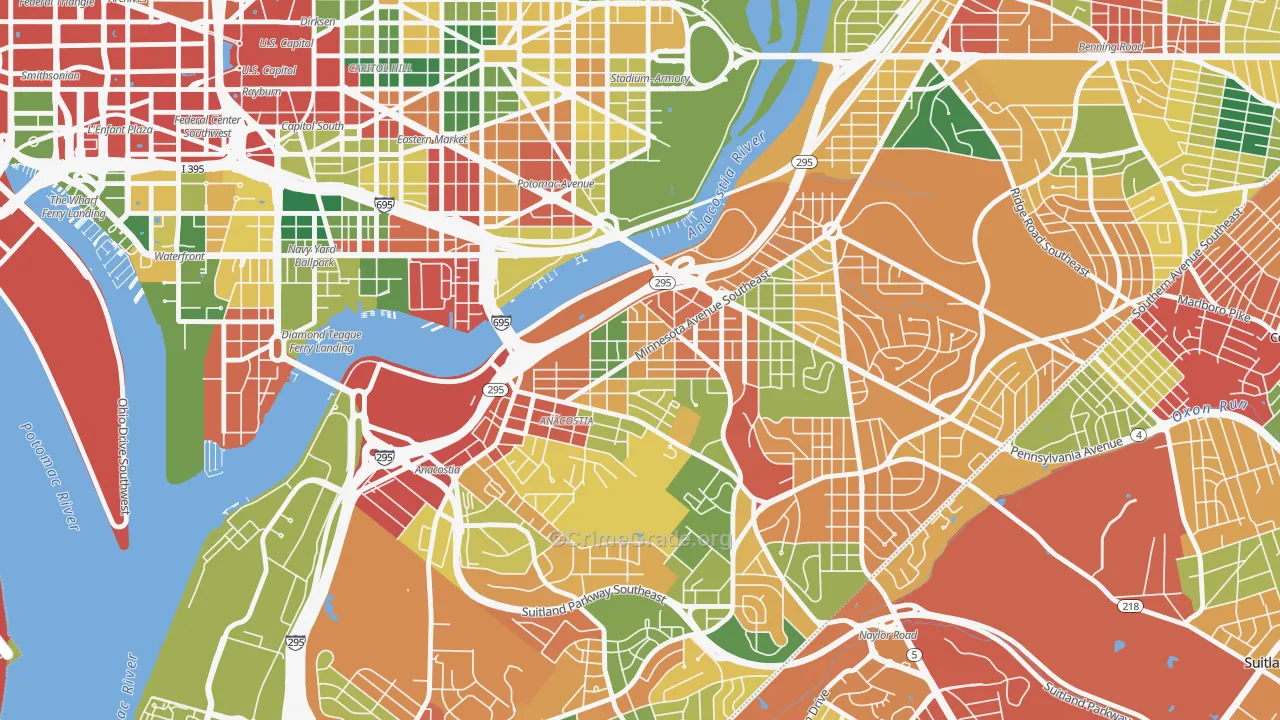 Fairlawn, Washington, DC Map of Theft Rates