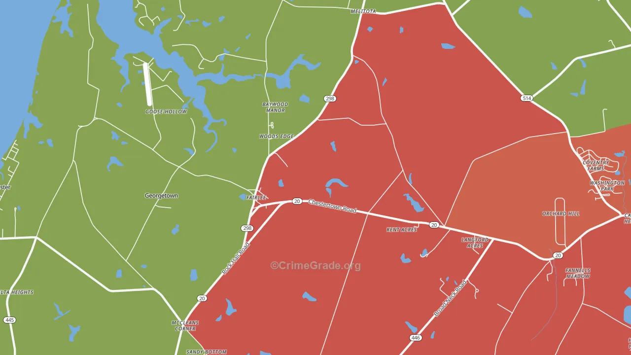 Fairlee, MD Map of Theft Rates