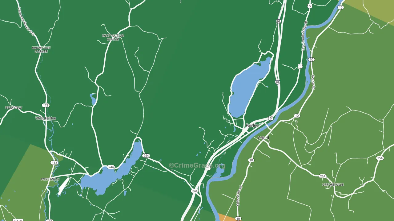 Fairlee, VT Map of Theft Rates