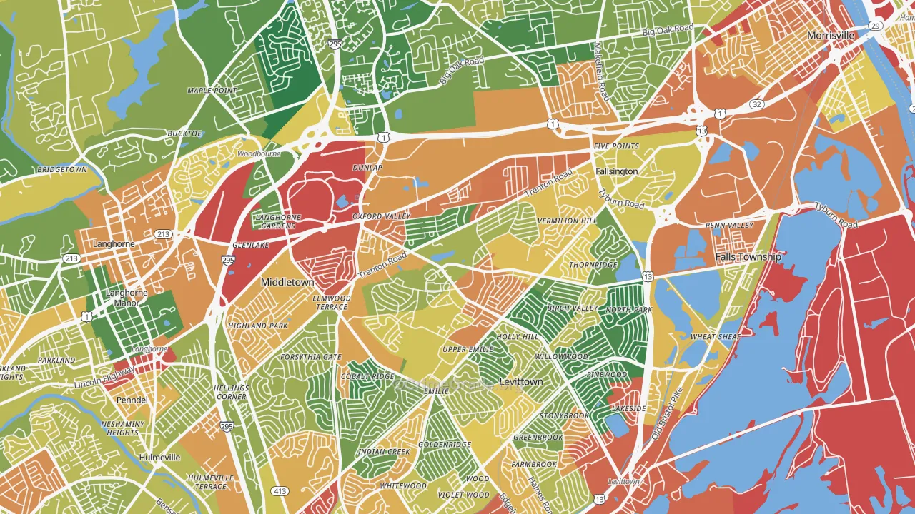 Fairless Hills, PA Map of Theft Rates