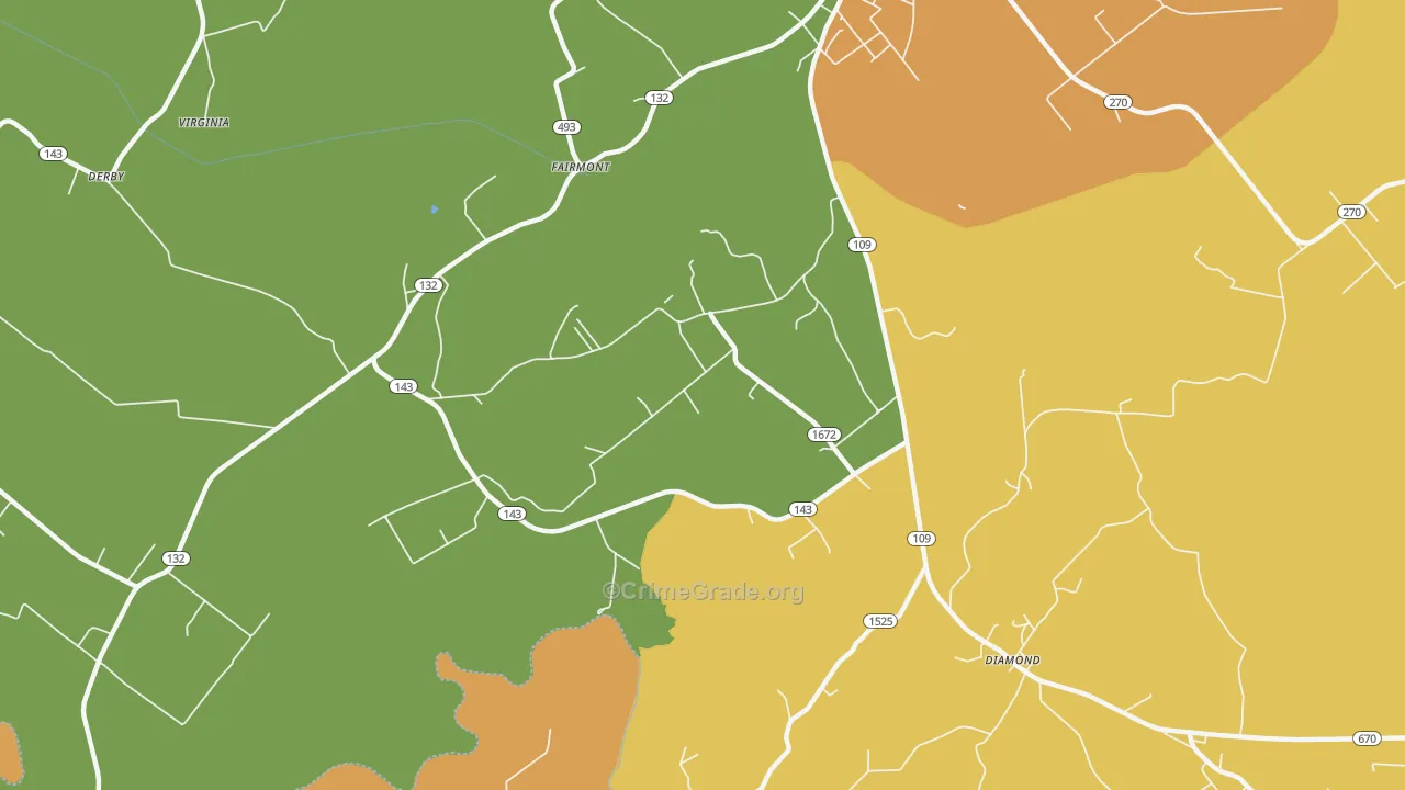 Fairmont, KY Map of Theft Rates